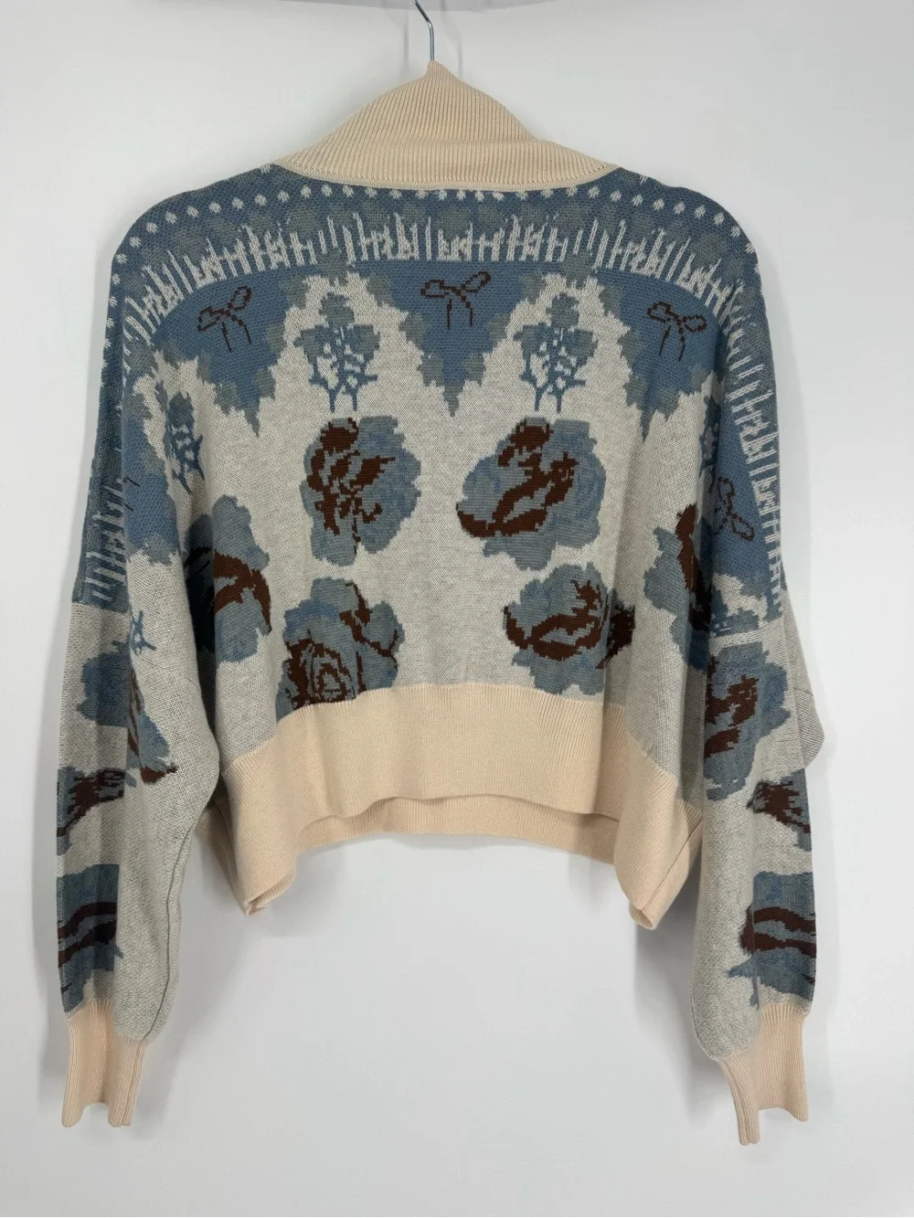 Free People Intimately Sweater Cropped Mock Neck Floral M